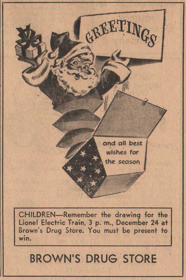 Merry Christmas from the 80 plus retail businesses in 1956 Pomeroy