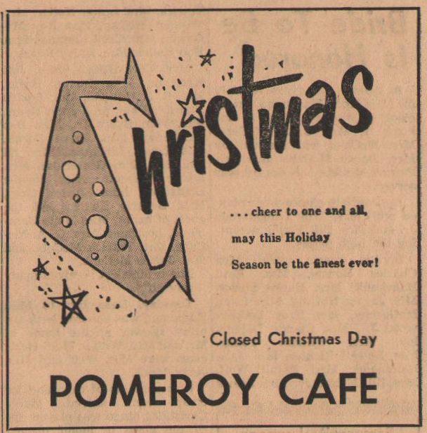 Merry Christmas from the 80 plus retail businesses in 1956 Pomeroy