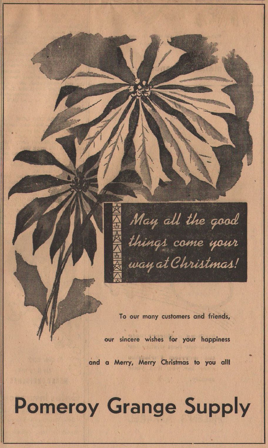 Merry Christmas from the 80 plus retail businesses in 1956 Pomeroy