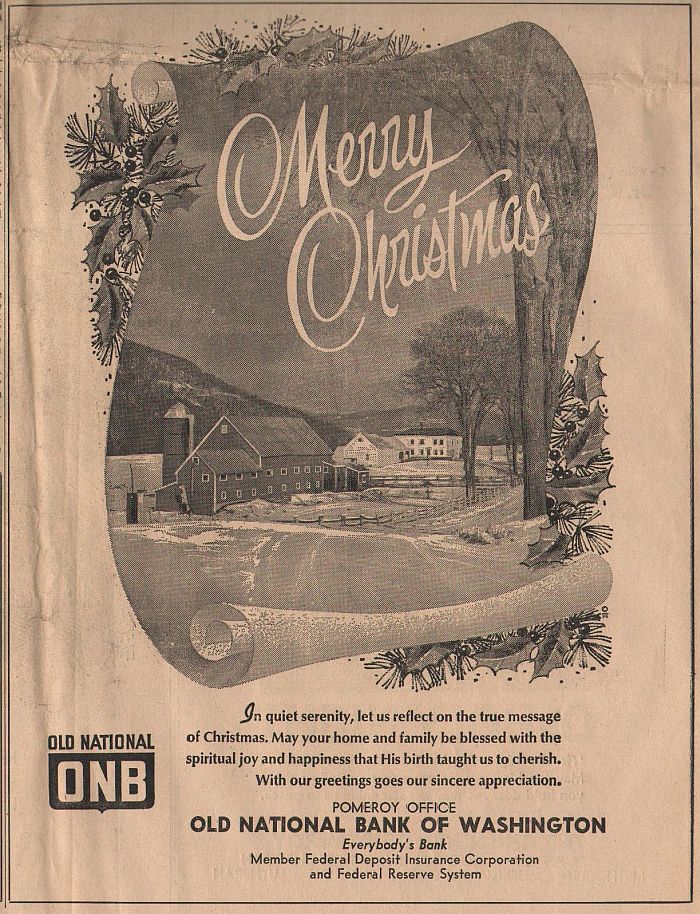 ONB Bank,advertisement, December 1970, Pomeroy WA