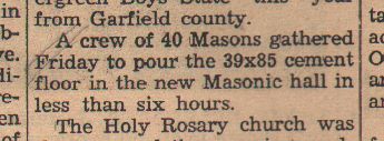 Masons pour floor in 1952, small article