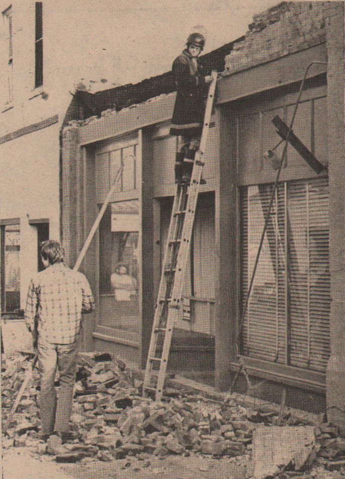 Bricks fell off the front of Allie Powell's building in 1978