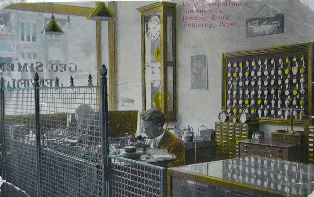 Photograph of Simenstad's Jewelry r4epair area, dated 1912