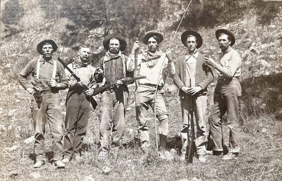 Photo of 6 men taken around Pomeroy during 1903. One has been identified as Theodore Roosevelt.