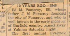 Newspaper clipping about Martha and Joseph Pomeroy's son dieing in 1946
