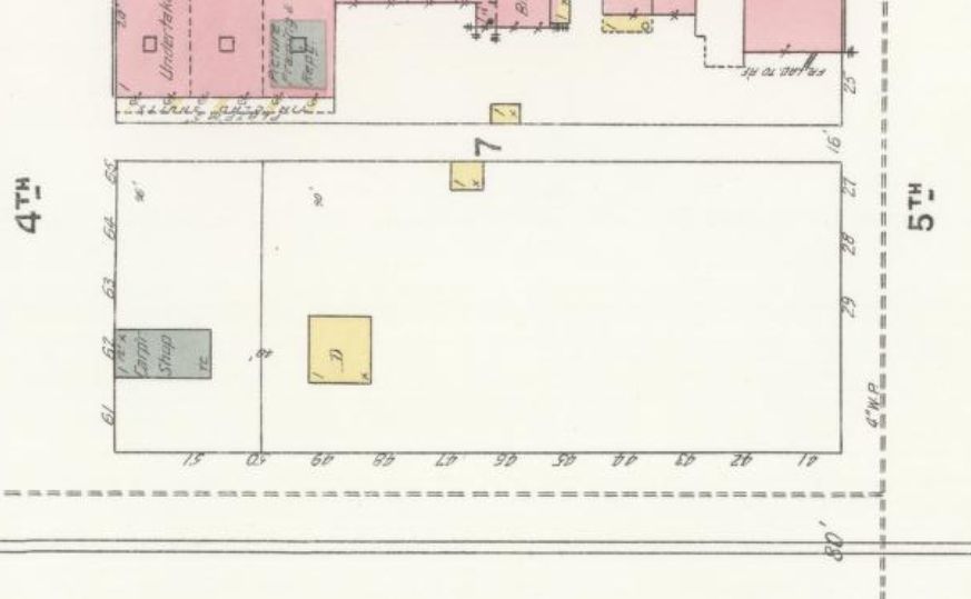1908 Sanford Fire Map cropped to show Historic Property #62 as vacant.