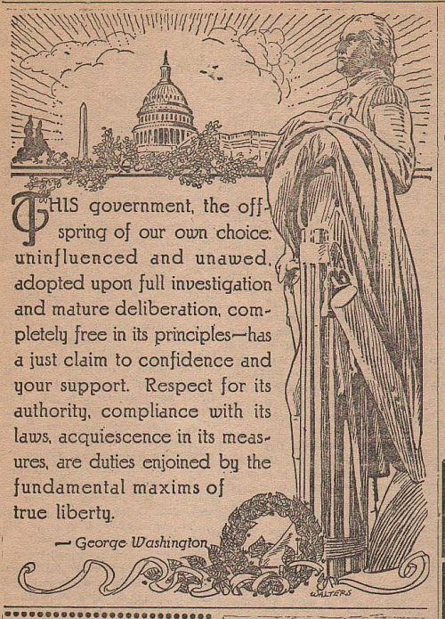 Washington's Birthday Message from February 1924, East Washingtonian
