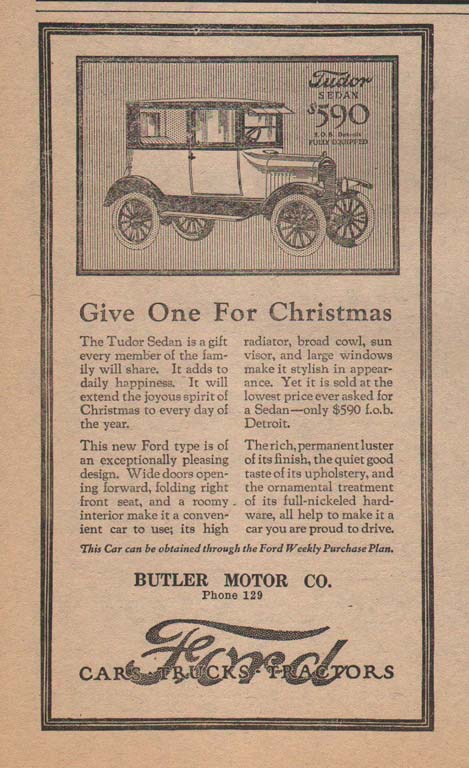 Butler Motor Co. Advertisement from 1923
