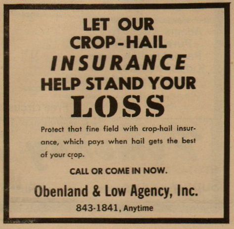 Historic Obenland and Low Agency advertisement, Pomeroy WA