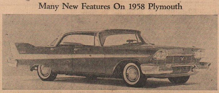 Picture of a 1958 Plymouth Silver Dart to illustrate article about new prices for 1958