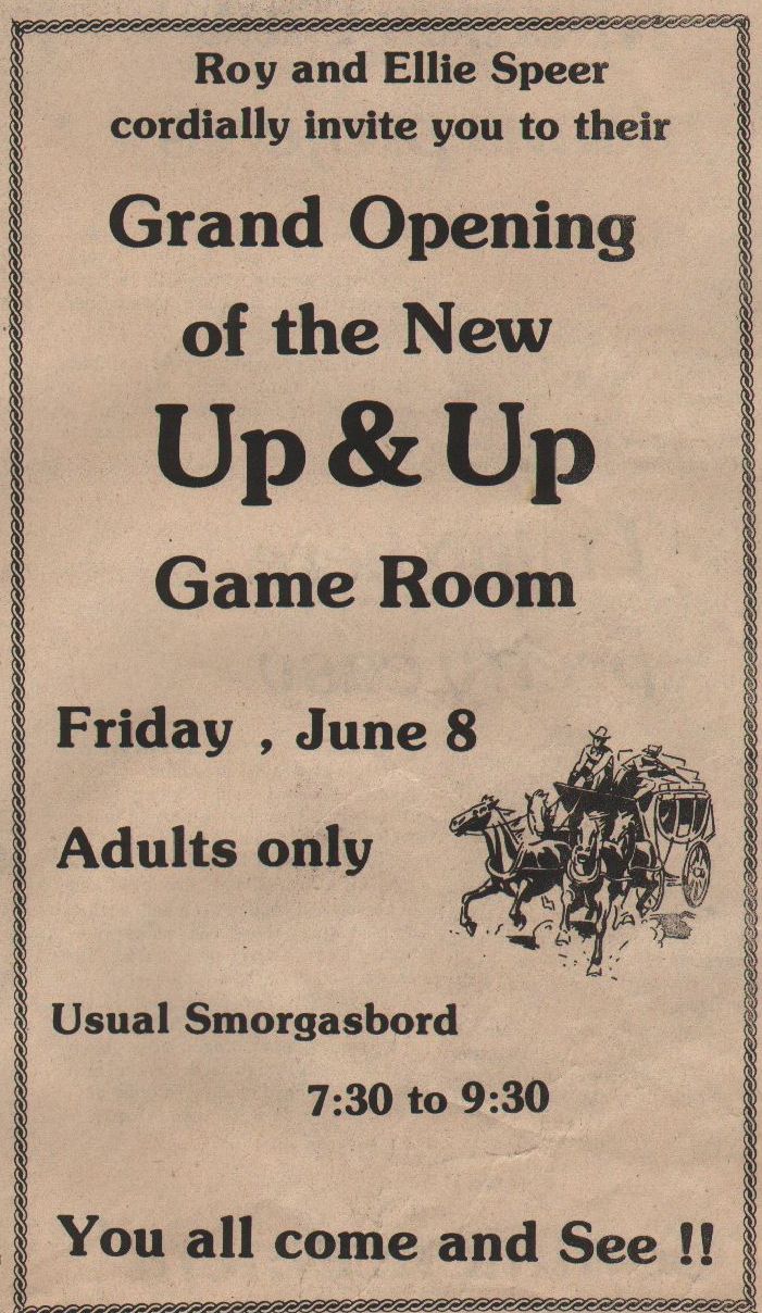 Up & Up opens their Game Room, 1979