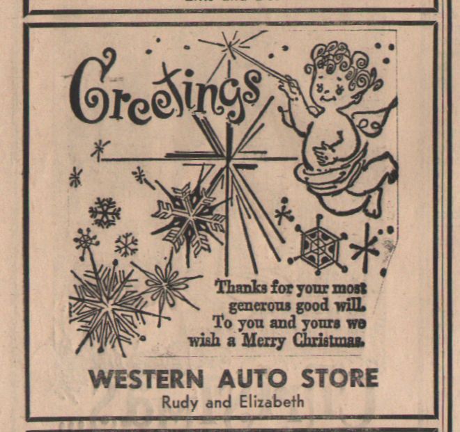 Western Auto's Christmas advertisement from December, 1973.