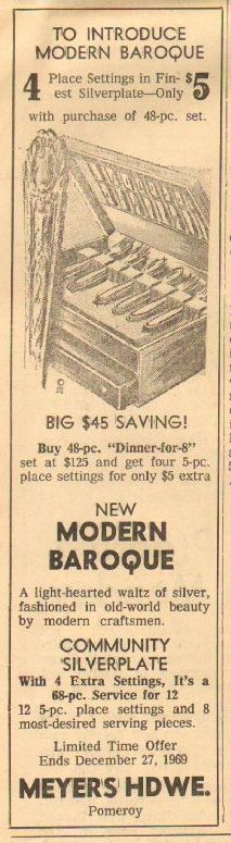 Meyers Hardware, Pomeroy WA, 1969 newspaper advertisement