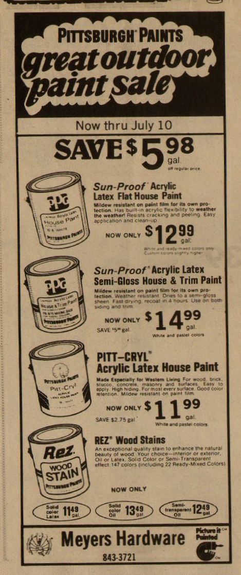 Meyers Hardware, Pomeroy WA, 1982 newspaper advertisement