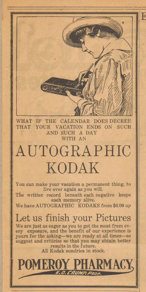 April 1919, Kodak camera advert.