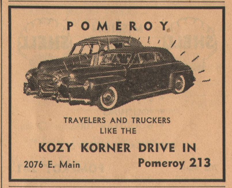 Kozy Korner advertisement, 1953 Phone Book