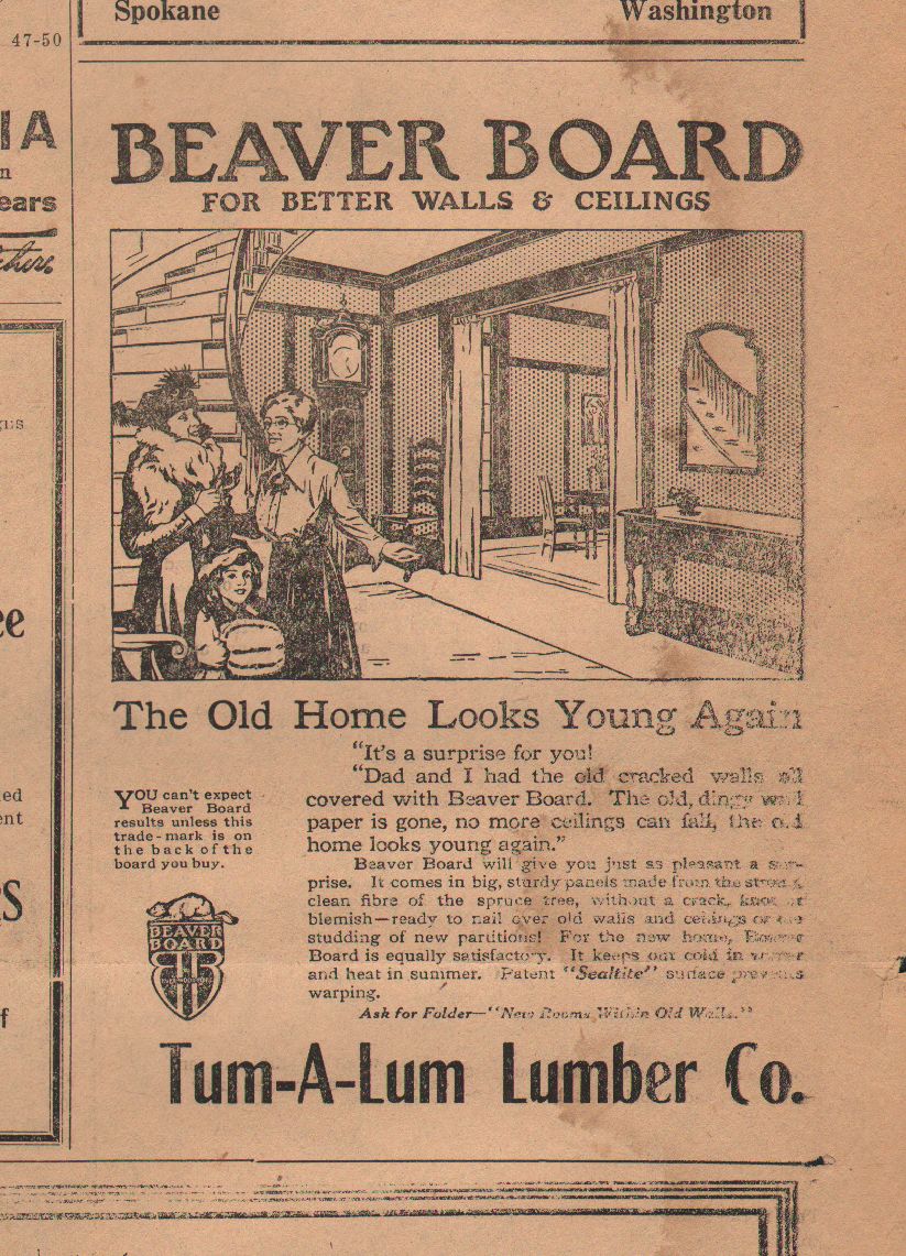 Advertisement from Pomeroy East Washingtonian newspaper for Tum-A-Lum Lumber Company