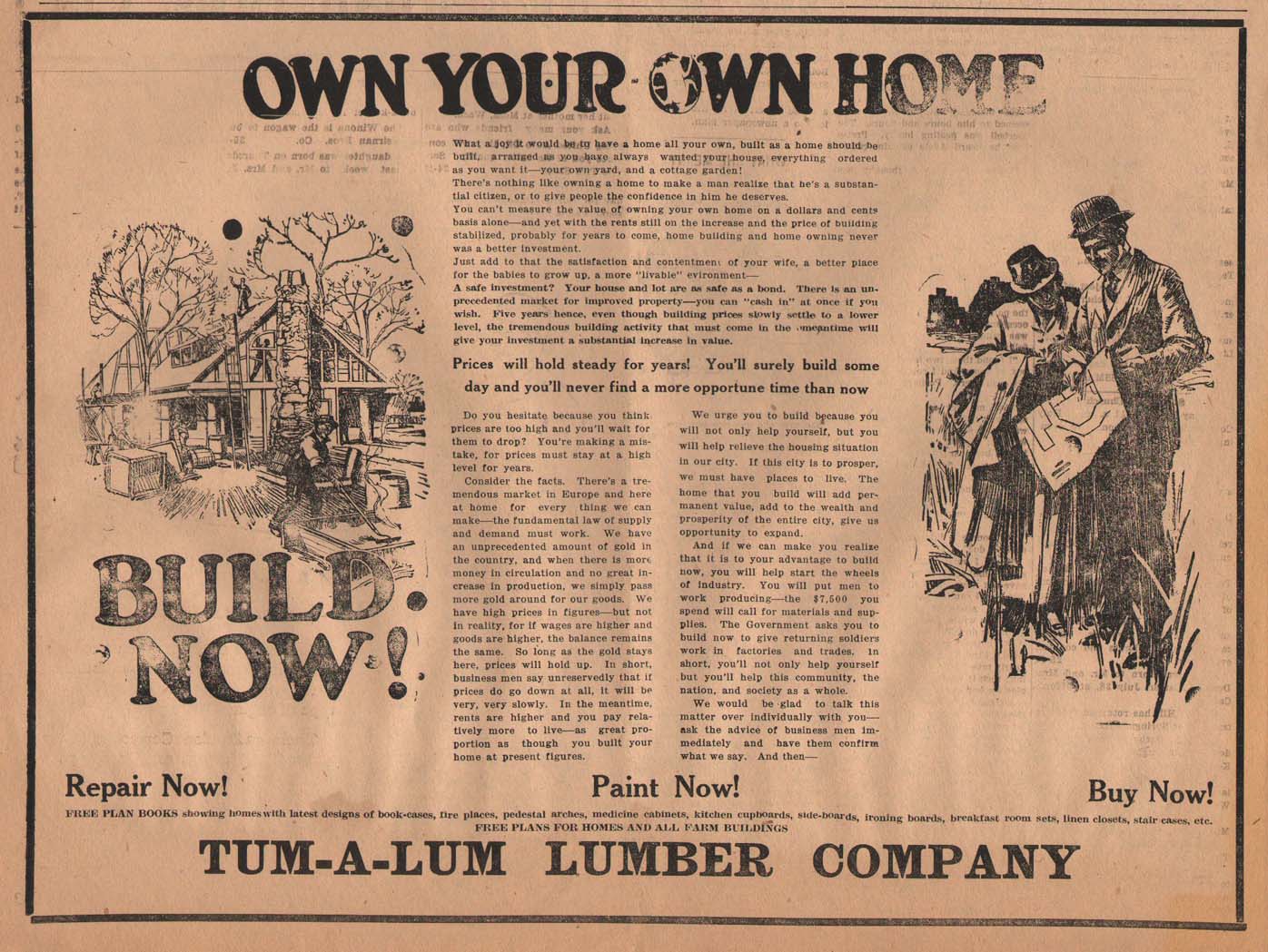 Advertisement from Pomeroy East Washingtonian newspaper for Tum-A-Lum Lumber Company