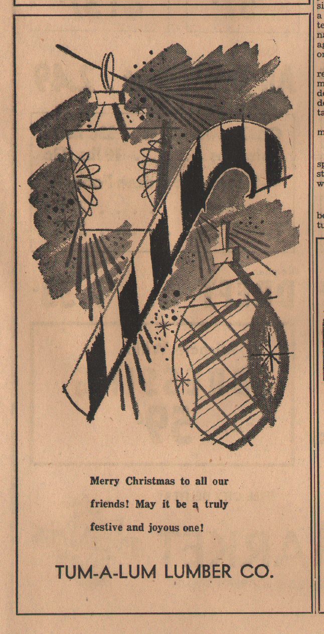 Advertisement from Pomeroy East Washingtonian newspaper for Tum-A-Lum Lumber Company