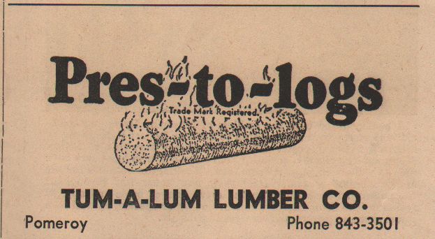 Advertisement from Pomeroy East Washingtonian newspaper for Tum-A-Lum Lumber Company